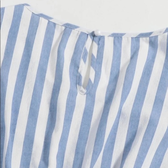 Blue/White Striped Button Front Romper - Picture 5 of 5